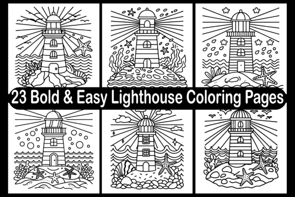 23 Bold Easy Lighthouse Coloring Pages: A Graphic Asset for Creative Projects