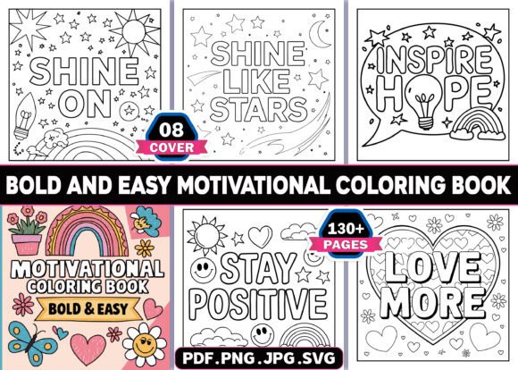A Graphics Review of 130 Motivational Word Coloring Pages