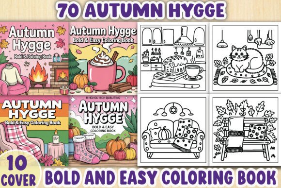 Autumn Hygge Bold and Easy Coloring Book: Graphics for Creative Sellers