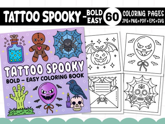 Bold and Easy Tattoo Spooky Coloring Pages Amp