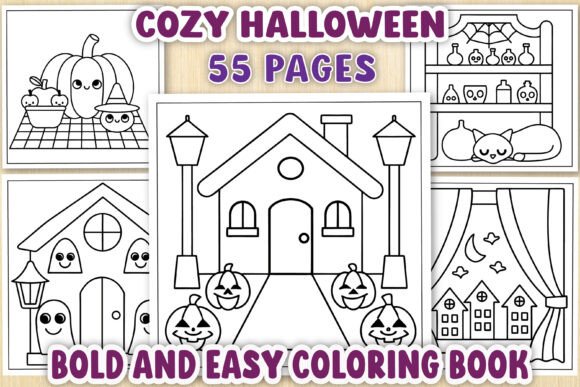 Cozy Halloween Coloring Pages for Embroidery