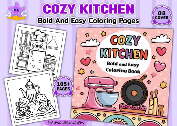 Cozy Kitchen Bold Graphics for Modern Coloring Pages