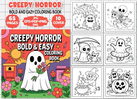 Creepy Horror Bold Easy Coloring Book: A Graphic Design Asset for Creative Marketers