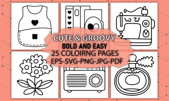 Cute Groovy Coloring Pages Bold Easy Graphics for Real Branding