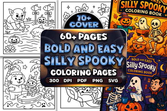 Easy Silly Spooky Coloring Pages: A Graphic Asset Review