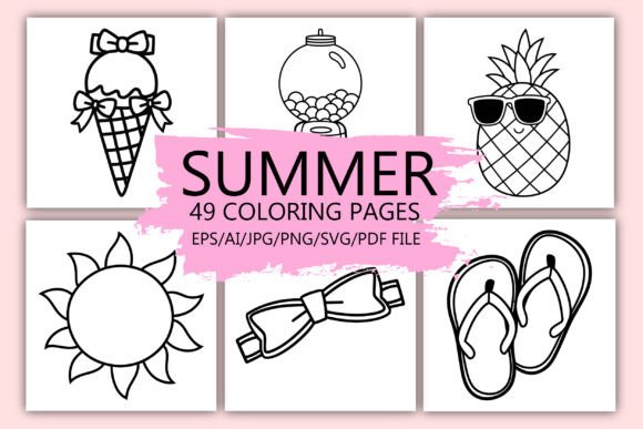 Easy Summer Coloring Book: A Graphics and Coloring Pages Amp Review