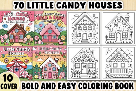 Little Candy Houses: A Charming Graphics Asset for Coloring Pages Amp