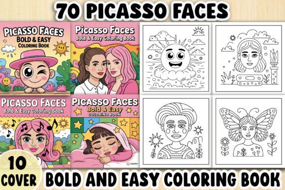 Plcasso Faces Bold - Easy Coloring Book for Creative Graphics