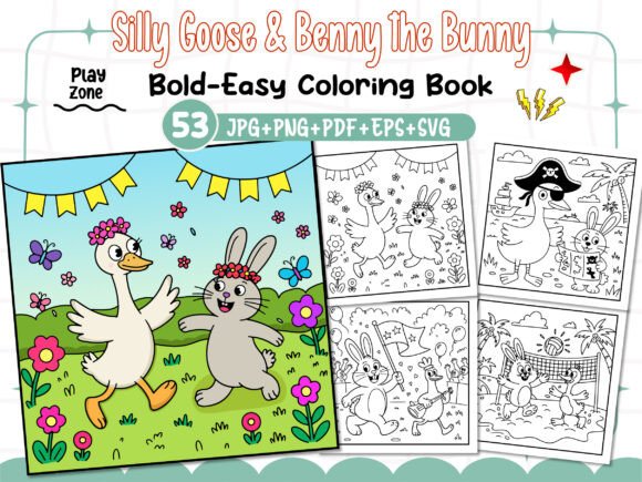 Silly Goose Benny the Bunny: A Playful Graphics Asset for Coloring Pages Amp