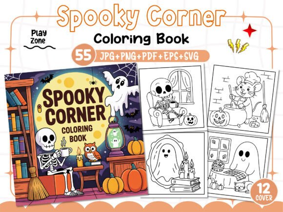 Spooky Corner Coloring Book for Adults: A Unique Graphics Asset