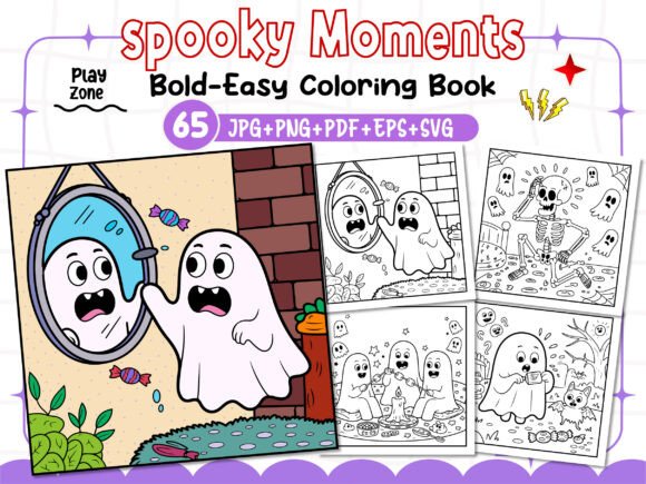 Spooky Moments Coloring Book: Bold, Fun, and Commercially Viable Graphics