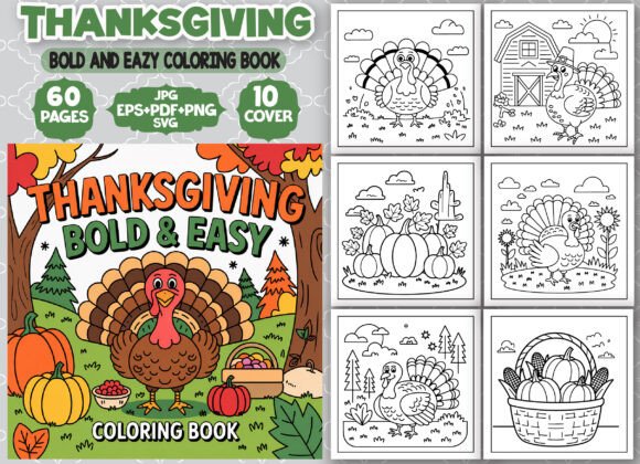 Thanksgiving Bold and Easy Coloring Book