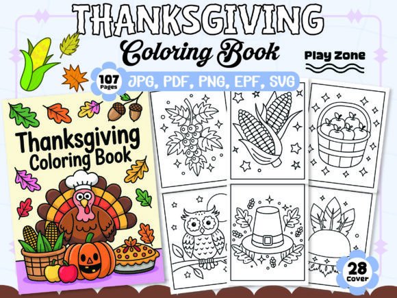 Thanksgiving Coloring Pages for Embroidery
